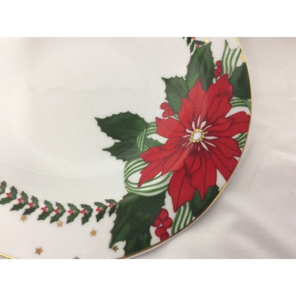 AMERICAN ATELIER POINSETTIAS CHRISTMAS SOUP BOWLS 9" PORCELAIN #3398 - Picture 5 of 7